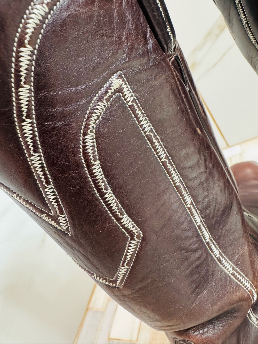Lucchese Men’s Vintage Western Cowboy Boots cherry Leather Size 9.5D Style 1307 - Picture 7 of 16